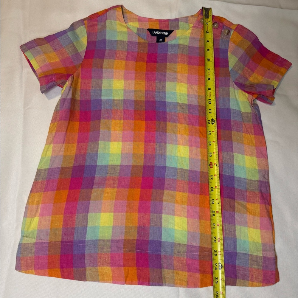 Lands' End Colorful Plaid Blouse Size XS - Picture 6 of 11